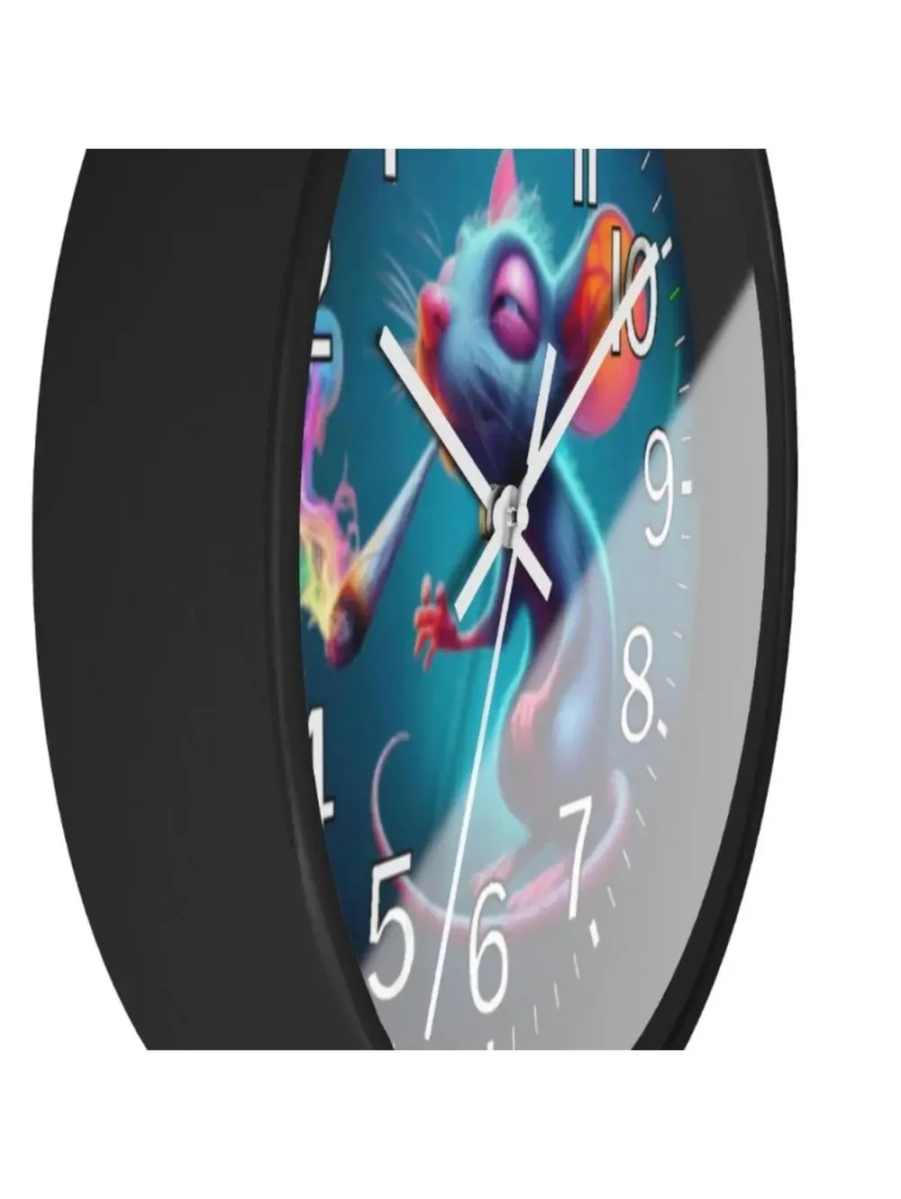 REVERSE TICKING CLOCK Mouse GOOD LEAF Black Light Glow In The Dark Wall Clock!